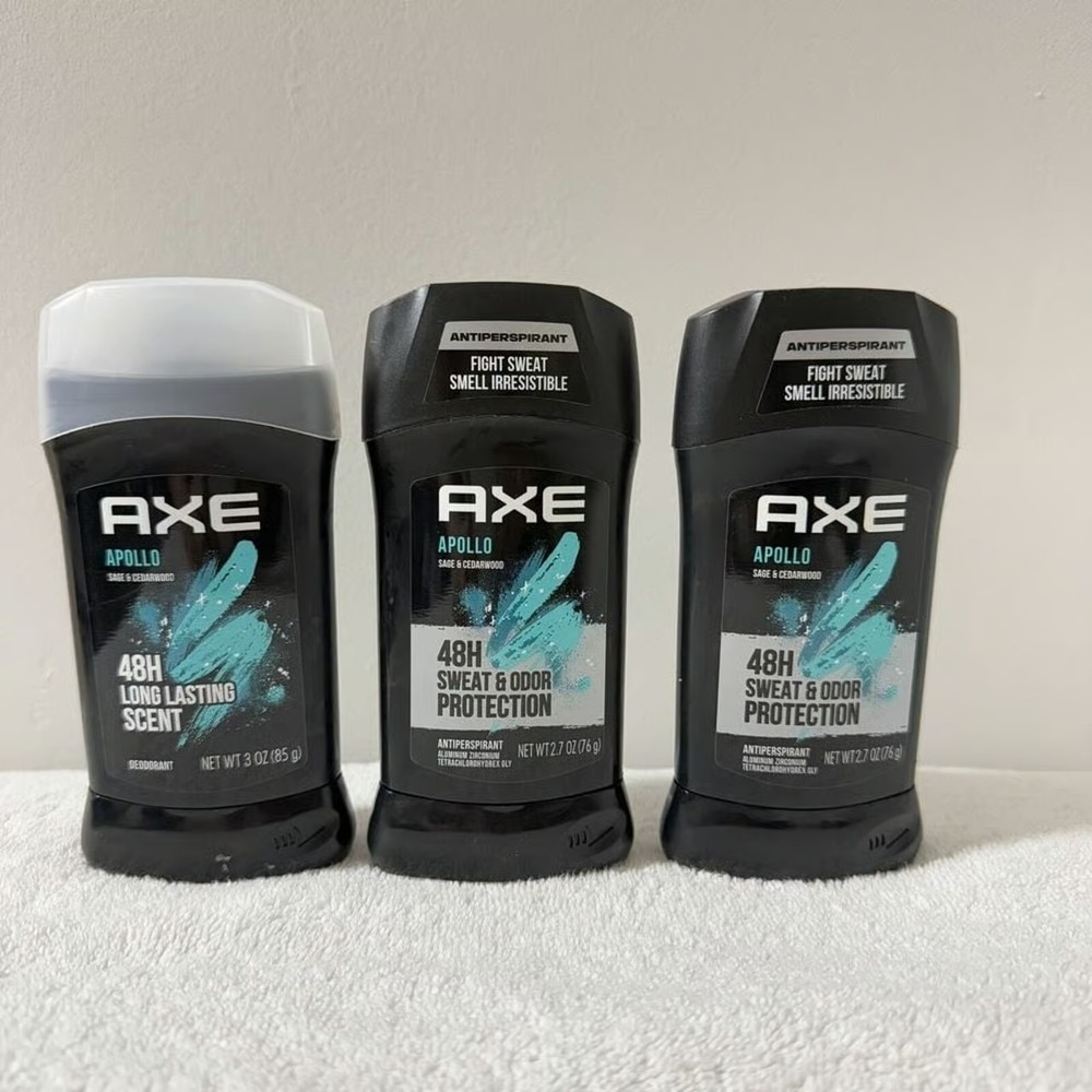 Lot 3 AXE Apollo Antiperspirant Deodorant 48Hr‎ Fresh Scent 2.7oz Stick Men